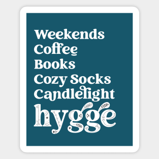 Hygge List Weekends Coffee Cozy Socks Candlelight Magnet